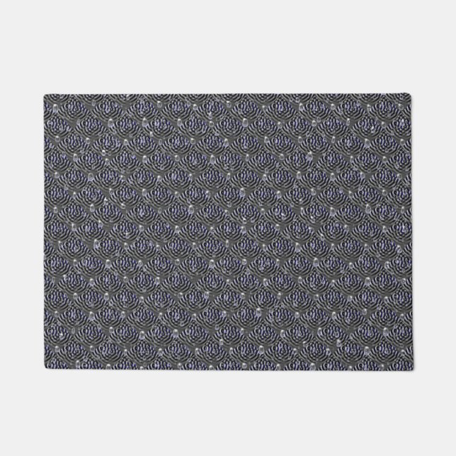 Raindrops on blue grey Metal Doormat (Front)