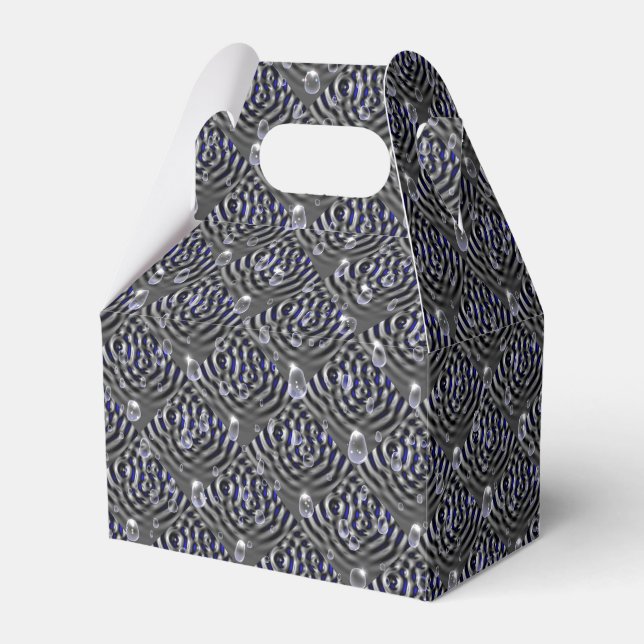 Raindrops on blue grey Metal Favour Box (Front Side)