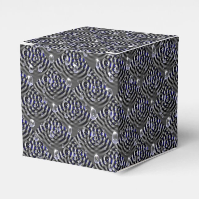 Raindrops on blue grey Metal Favour Box (Front Side)