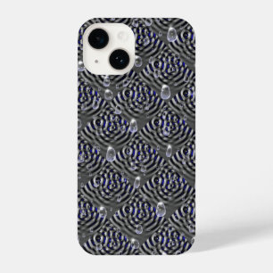 Raindrops on blue grey Metal iPhone 14 Case