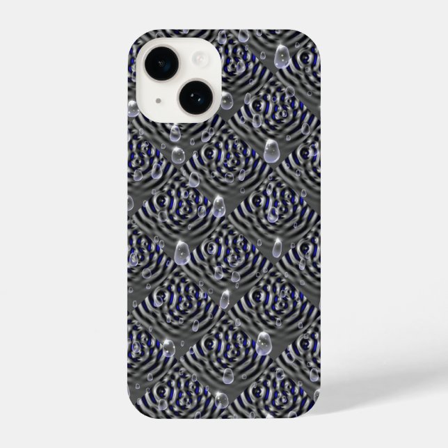 Raindrops on blue grey Metal iPhone Case (Back)