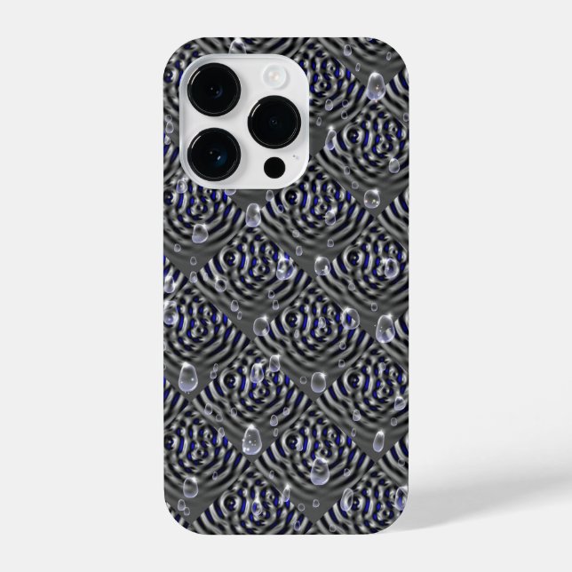 Raindrops on blue grey Metal iPhone Case (Back)