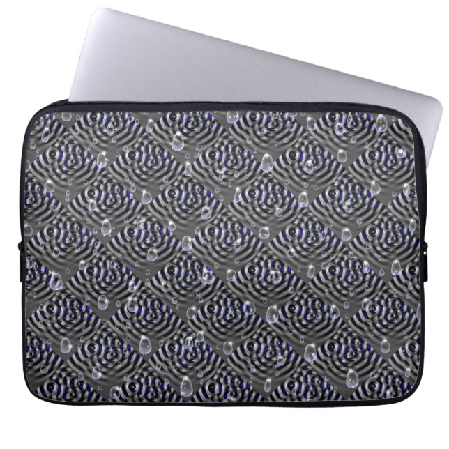 Raindrops on blue grey Metal Laptop Sleeve (Front)