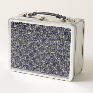 Raindrops on blue grey Metal Metal Lunch Box