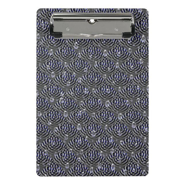 Raindrops on blue grey Metal Mini Clipboard (Front)