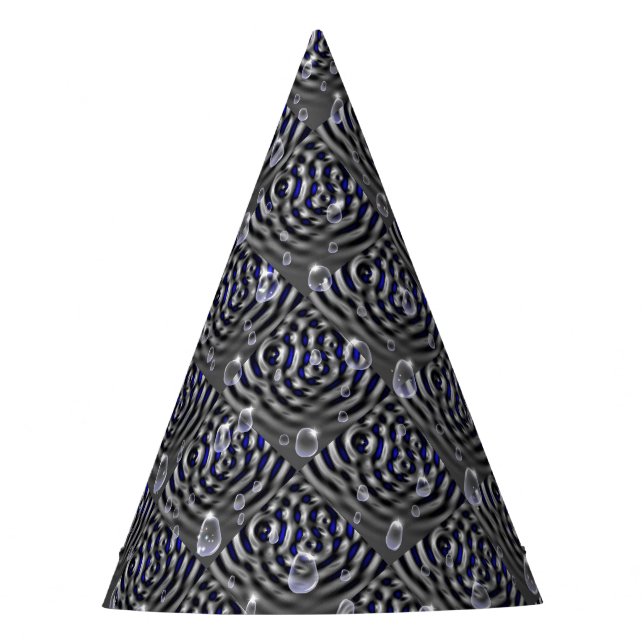 Raindrops on blue grey Metal Party Hat (Front)