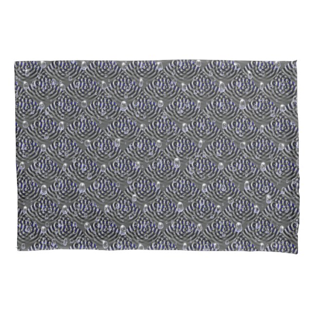 Raindrops on blue grey Metal Pillowcase (Front)
