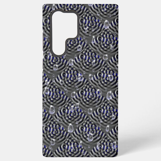 Raindrops on blue grey Metal Samsung Galaxy S22 Ultra Case (Back)