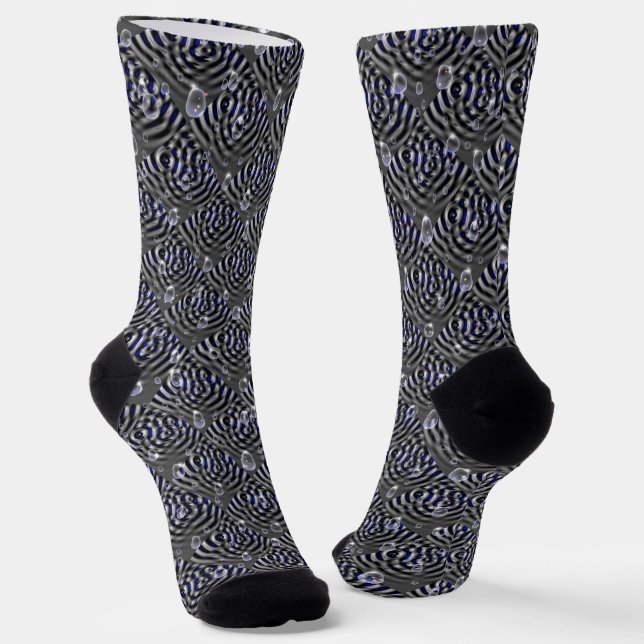 Raindrops on blue grey Metal Socks (Angled)
