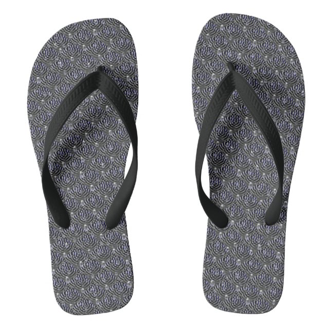 Raindrops on blue grey Metal Thongs (Footbed)