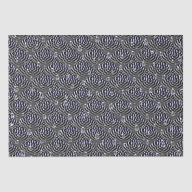 Raindrops on blue grey Metal Tissue Paper (Front)