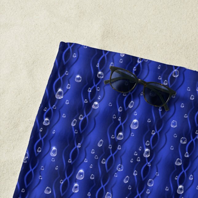 Raindrops on blue Metal Beach Towel (In Situ)