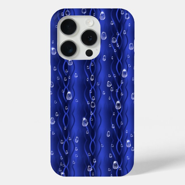 Raindrops on blue Metal Case-Mate iPhone Case (Back)