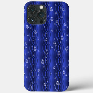Raindrops on blue Metal iPhone 13 Pro Max Case