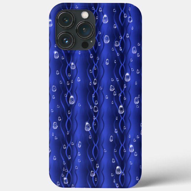 Raindrops on blue Metal Case-Mate iPhone Case (Back)