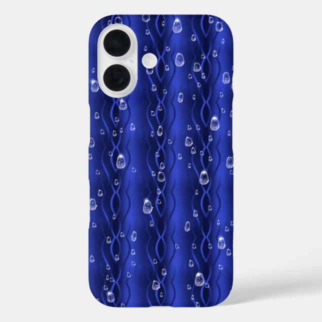 Raindrops on blue Metal Case-Mate iPhone Case (Back)