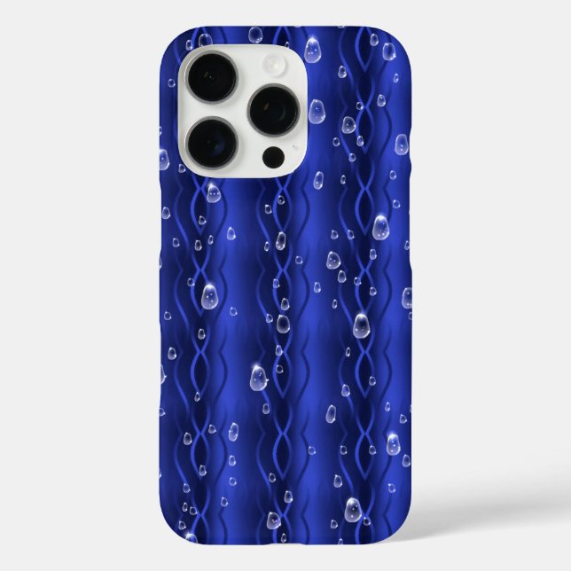 Raindrops on blue Metal Case-Mate iPhone Case (Back)