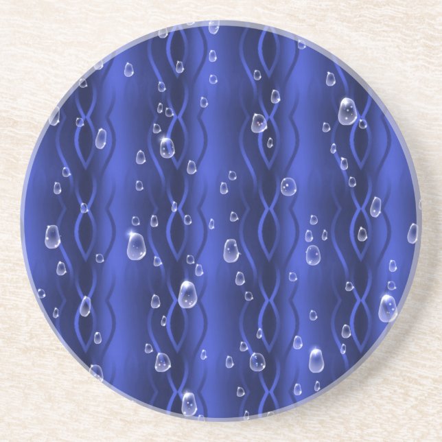 Raindrops on blue Metal Coaster (Front)