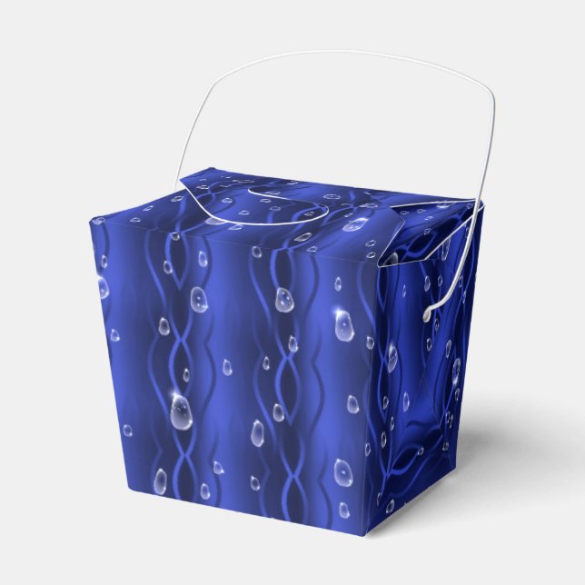 Raindrops on blue Metal Favour Box (Front Side)
