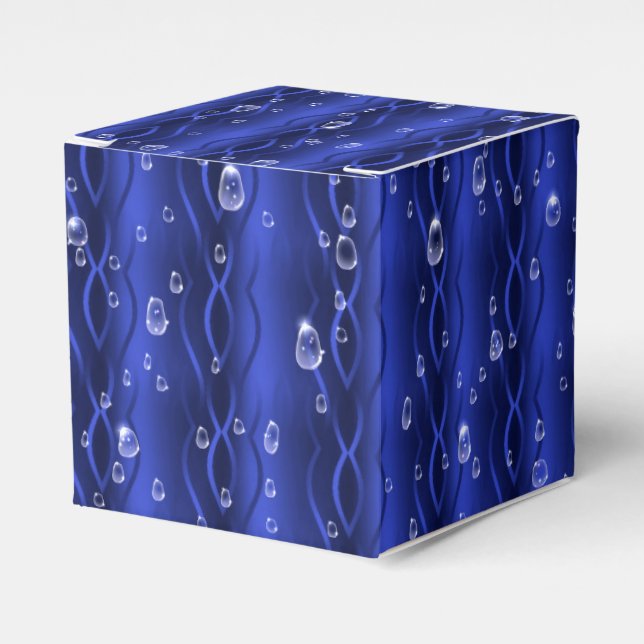 Raindrops on blue Metal Favour Box (Front Side)