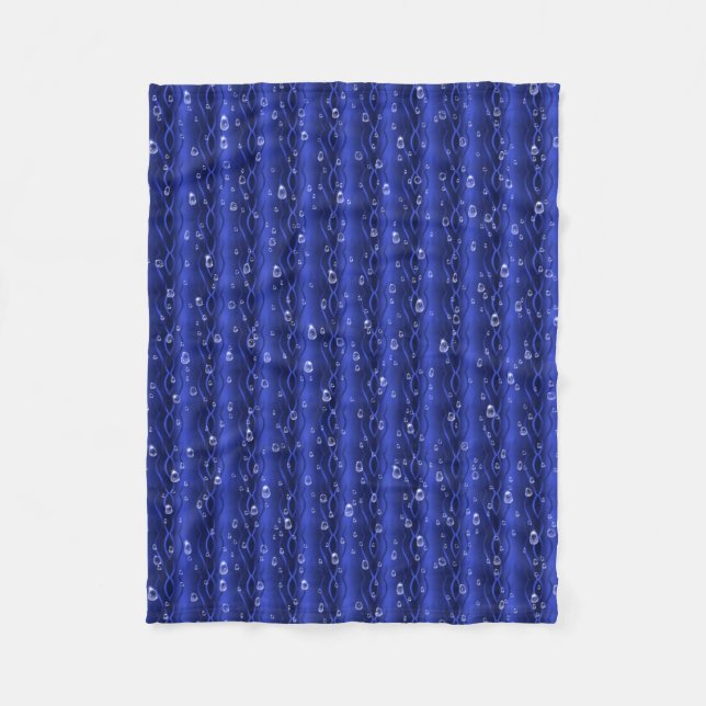Raindrops on blue Metal Fleece Blanket (Front)