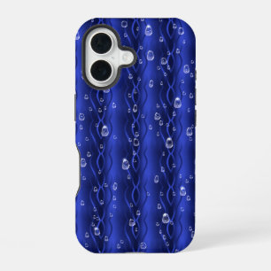 Raindrops on blue Metal iPhone 16 Case
