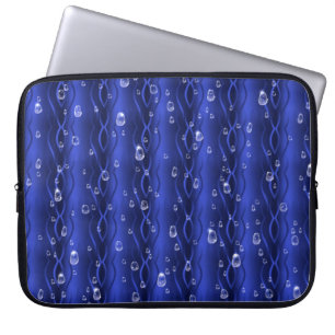 Raindrops on blue Metal Laptop Sleeve