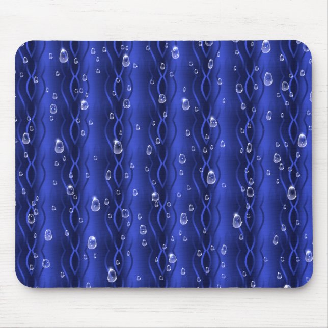 Raindrops on blue Metal Mouse Pad (Front)