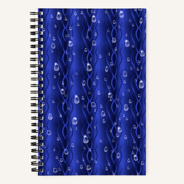 Raindrops on blue Metal Notebook (Front)