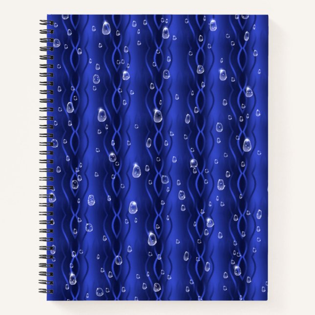 Raindrops on blue Metal Notebook (Front)