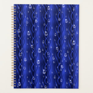 Raindrops on blue Metal Planner
