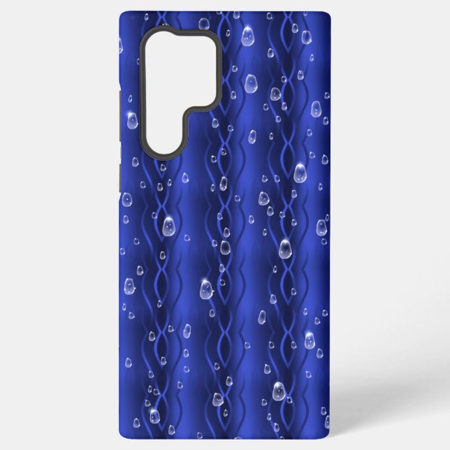 Raindrops on blue Metal Samsung Galaxy S22 Ultra Case (Back)