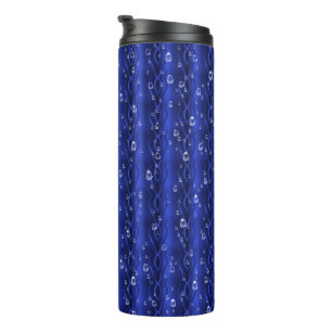 Raindrops on blue Metal Thermal Tumbler
