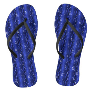 Raindrops on blue Metal Thongs