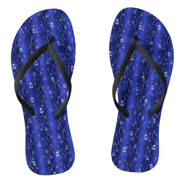 Raindrops on blue Metal Thongs (Footbed)