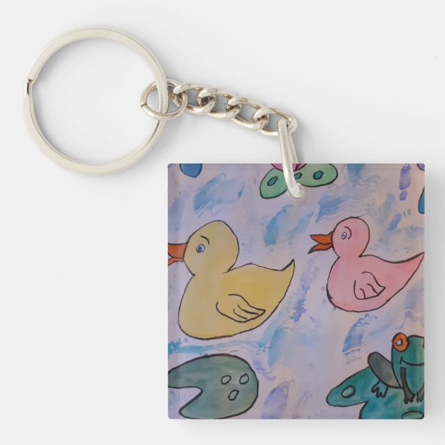 Raindrops on Ducklings Acrylic Key Ring (Front)