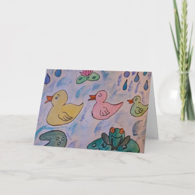 Raindrops on Ducklings Greeting Card (Front)