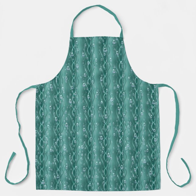 Raindrops on green Metal Apron (Front)