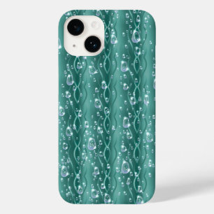 Raindrops on green Metal Case-Mate iPhone 14 Case