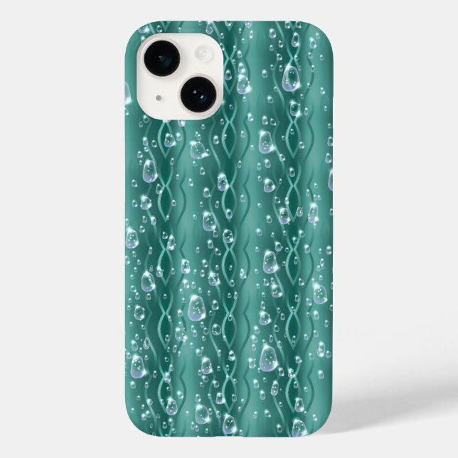 Raindrops on green Metal Case-Mate iPhone Case (Back)