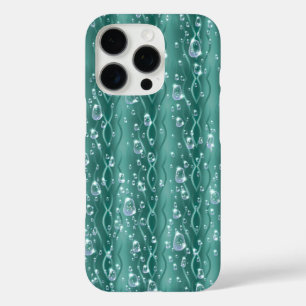 Raindrops on Green Metal iPhone 16 Pro Case
