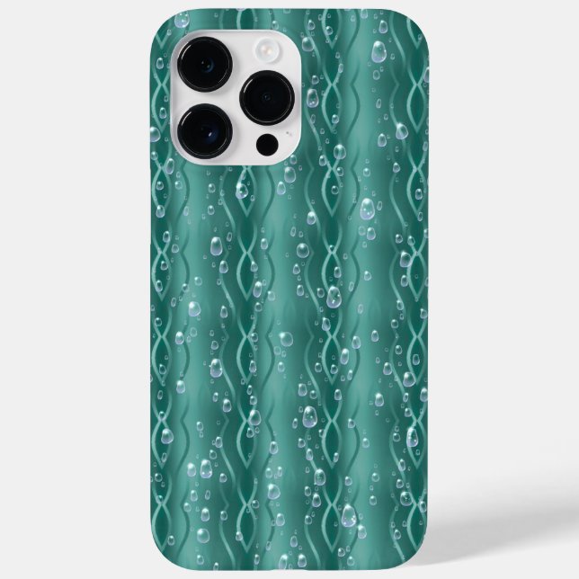 Raindrops on green Metal Case-Mate iPhone Case (Back)