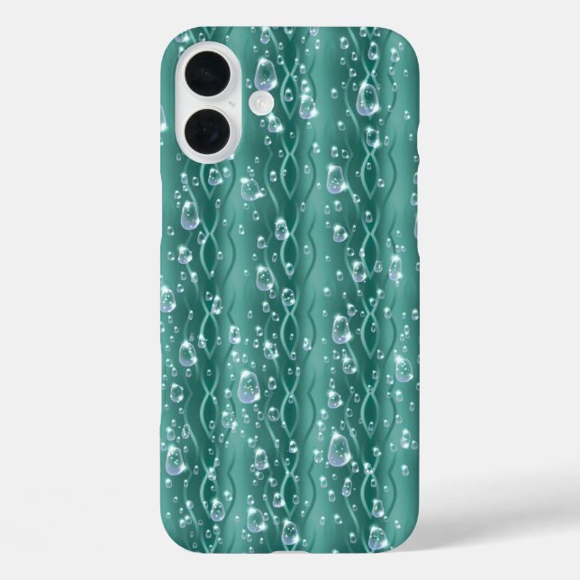 Raindrops on Green Metal Case-Mate iPhone Case (Back)