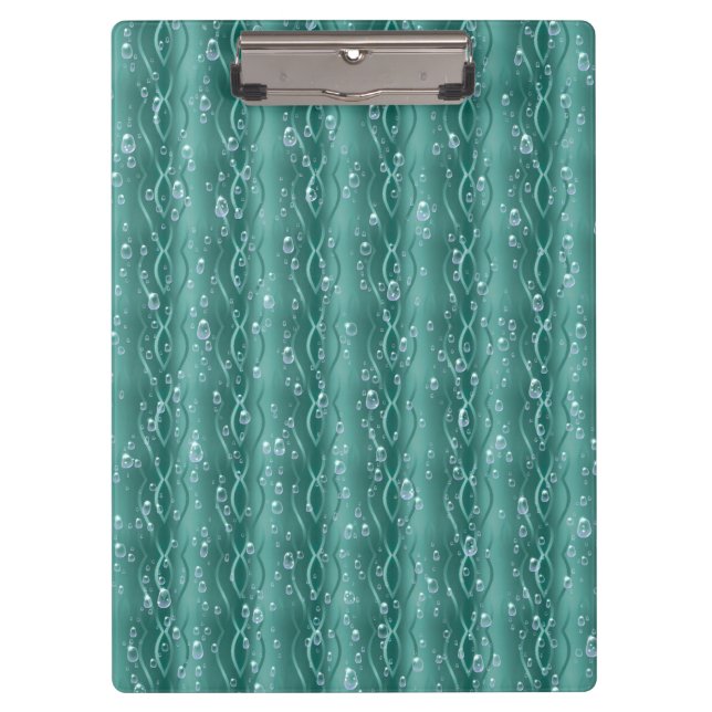 Raindrops on green Metal Clipboard (Front)