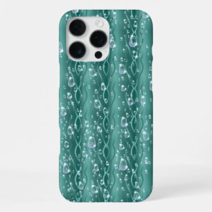 Raindrops on Green Metal iPhone 16 Pro Max Case