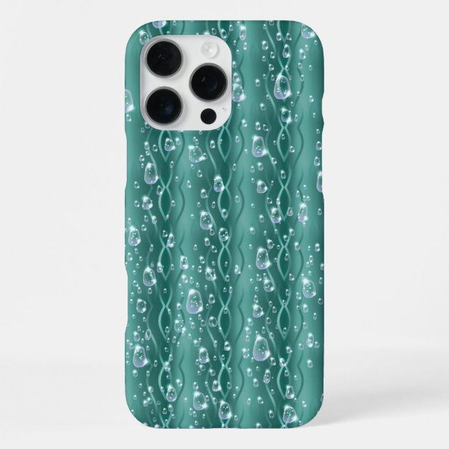 Raindrops on Green Metal iPhone Case (Back)