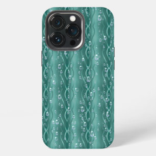 Raindrops on green Metal iPhone 13 Pro Case
