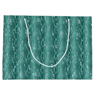 Raindrops on green Metal Large Gift Bag