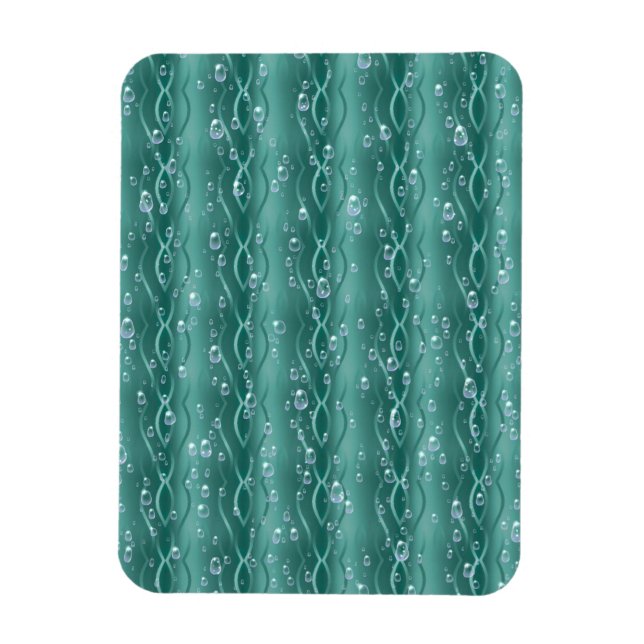 Raindrops on green Metal Magnet (Vertical)