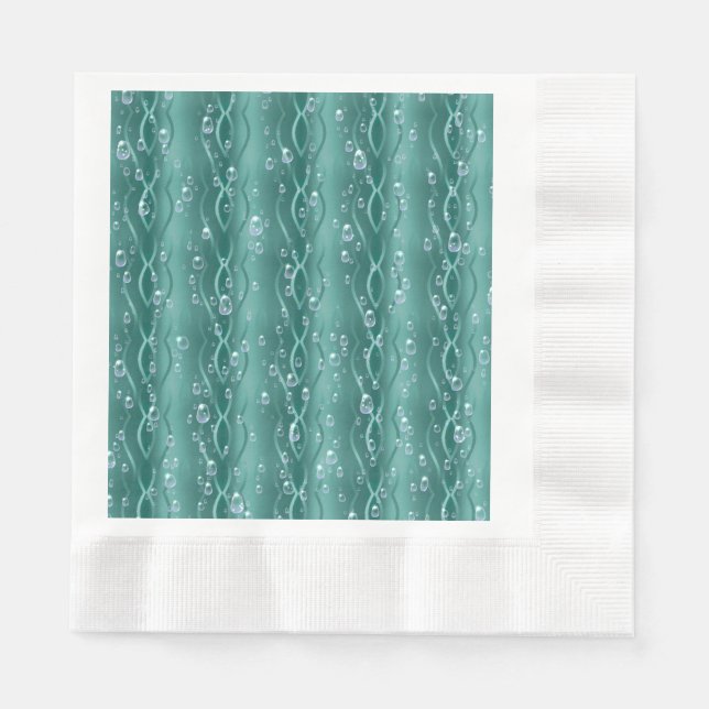 Raindrops on green Metal Napkin (Front)